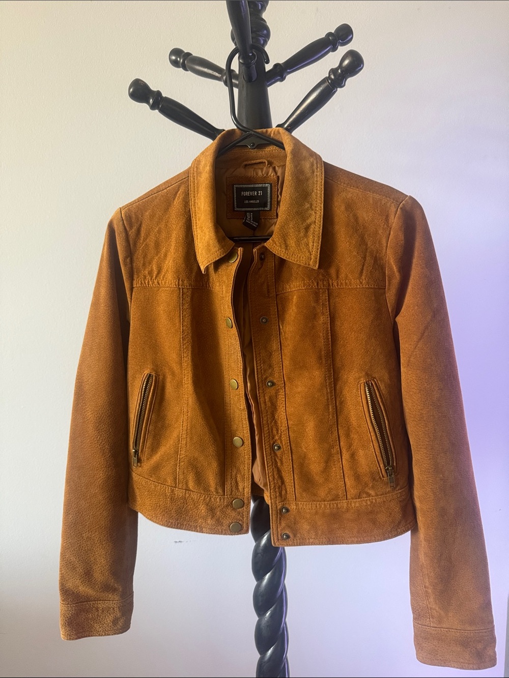 Forever 21 Men's Suede Bomber Jacket - Tan Brown